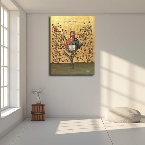 Jesus Christ Greek Orthodox Icon Framed Poster 12x16inch