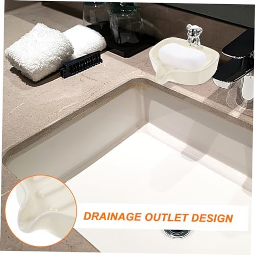 Bear Soap Holder Ceramic Draining Tray for Bathroom