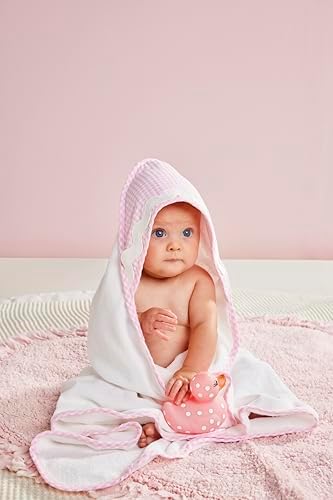 Mud Pie Childrens Pink Gingham Hooded Towel