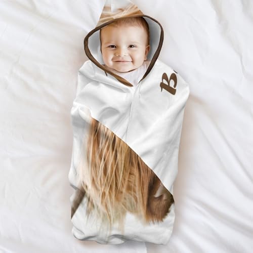 Personalized Highland Cow Hooded Kids Bath Towels with Name