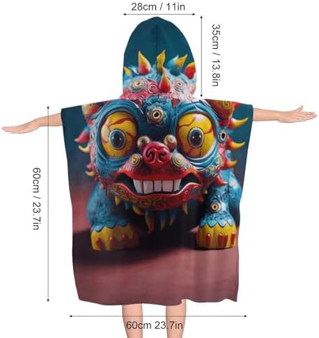 Kids Hooded Bath Towel with Lion Print