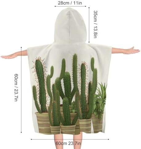 YTDRZ Kids Hooded Beach Towel with Cactus Print