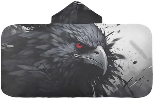 Crow Head Pattern Kids Bath Towel 24x50 Inch Hooded Towel for Children