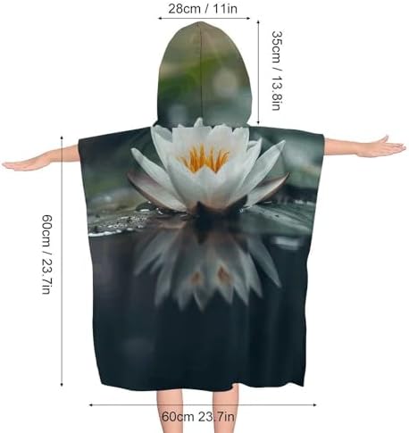 Kids Bath Towel with Hood Flowers on Pond Design