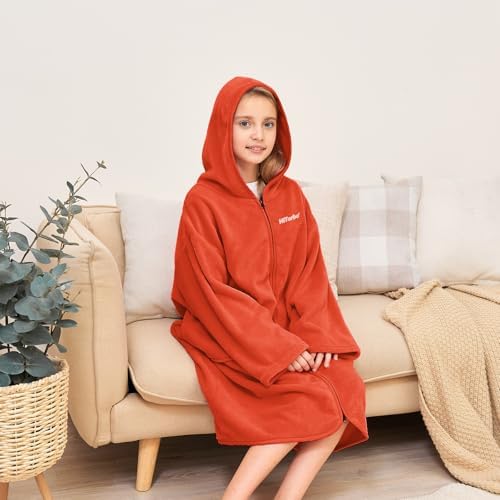 Hiturbo Kids Bath Towel Hoodie Warm Fleece Changing Towel