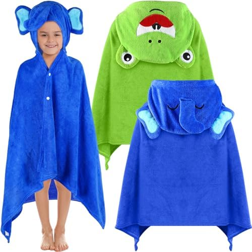 Preboun 2 Pcs Hooded Bath Towel for Kids 3-10 Yrs