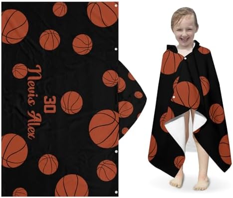 Deven Sport Basketball Personalized Hooded Bath Towel for Kids