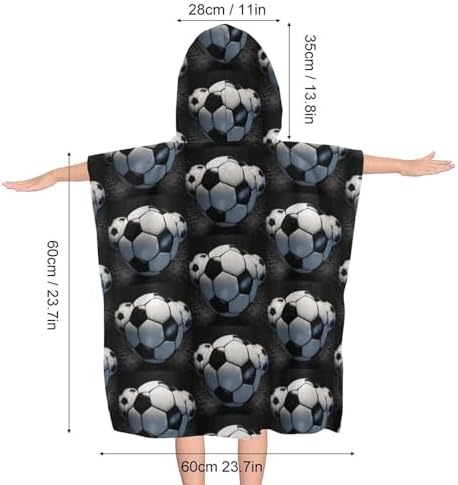 Kids Soccer Ball Printed Hooded Bath Towel