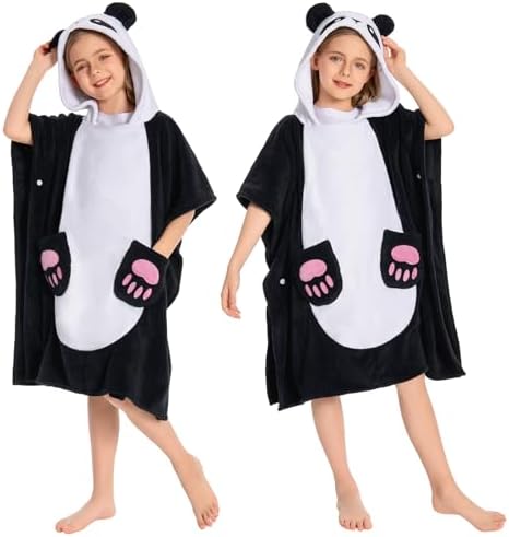 OLAOLA Panda Hooded Kids Beach Towel for 3-12 Years