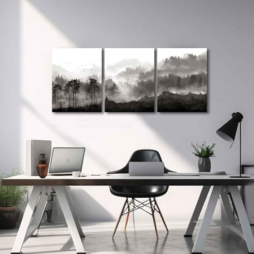 YJYart Misty Forest Wall Decor 3 Piece 12x16