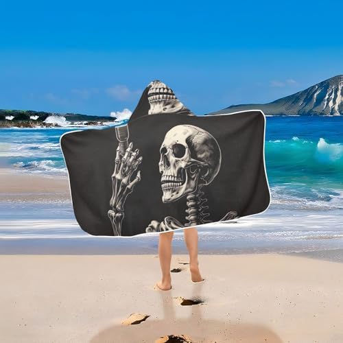 Skeleton Light Bulb Kids Bath Towel 24x50 Inch Hooded Towel for Children