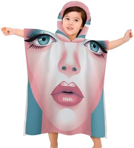Kids Hooded Bath Towel with Face Silhouette Print