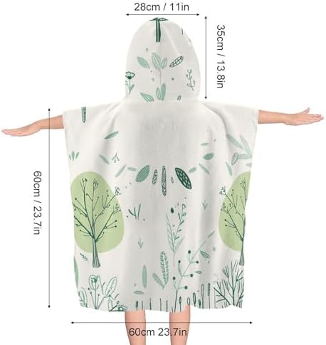 Kids Hooded Bath Towel with Leaves Print
