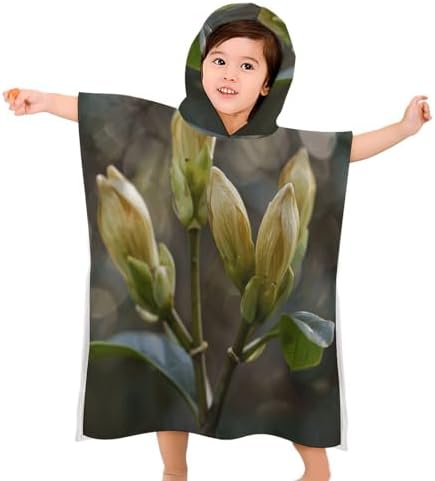 Kids Hooded Bath Towel with Tree Bud Pattern