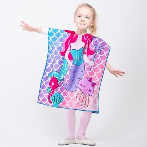 Mermaid Hooded Bath Towel for Toddler Girls 2-4 Years