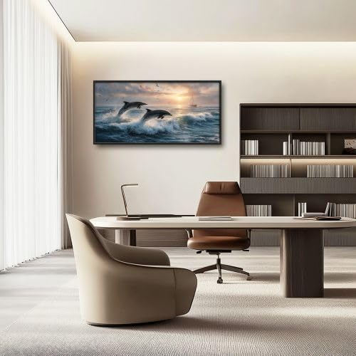Lunavix 30x60 Ocean Canvas Wall Art Dolphin Decor