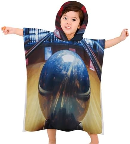 Kids Hooded Bath Towel with Bowling Print
