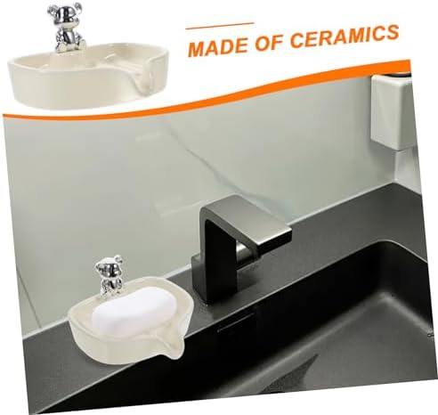 Bear Soap Holder Ceramic Draining Tray for Bathroom