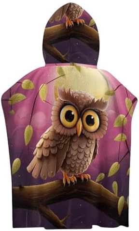 Kids Owl Print Hooded Bath Towel for Boys Girls