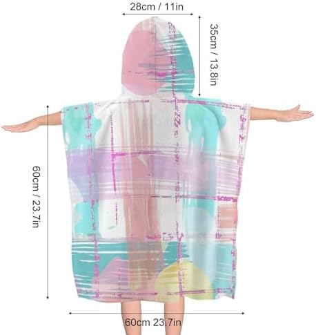 Kids Hooded Bath Towel with Plaid Pattern