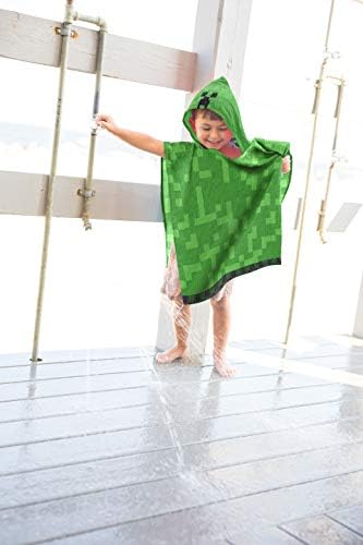 Jay Franco Minecraft Creeper Kids Bath Hooded Poncho