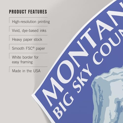 Lantern Press 8x12 Art Print Montana Big Sky Snowmobile Scene