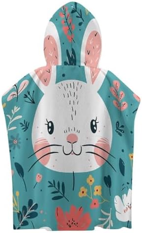 Kids Hooded Bath Towel with Cartoon Rabbit Design
