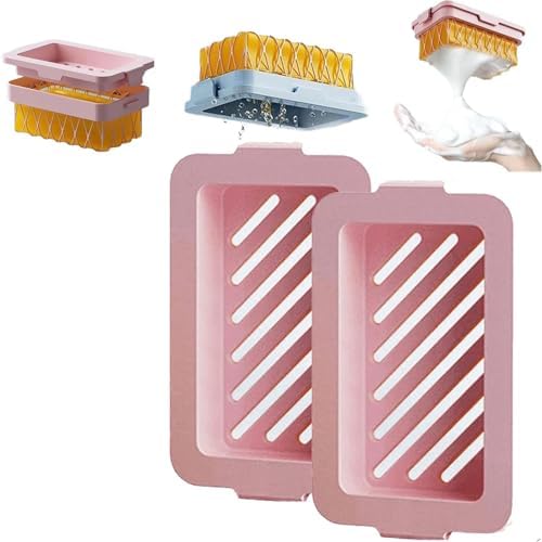 Highly Elastic Mesh Foaming Soap Box Durable and Flexible Non-slip Design Pink