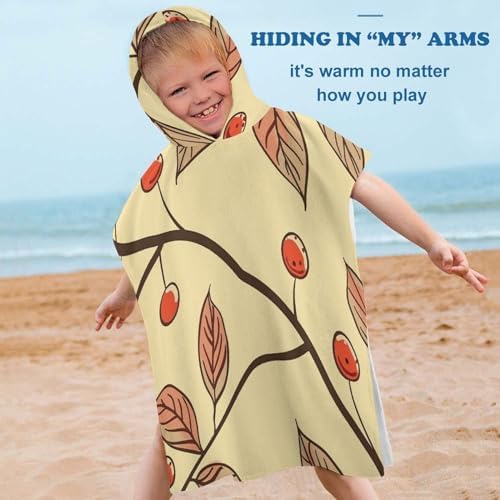 Kids Hooded Beach Towel with Brown Line Design