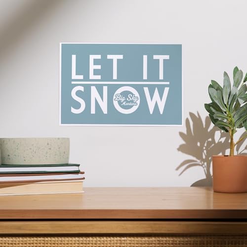 Lantern Press 8x12 Art Print Big Sky Montana Let it Snow Light Blue