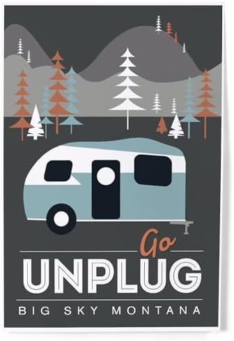 Lantern Press 8x12 Art Print Big Sky Montana Retro Camper
