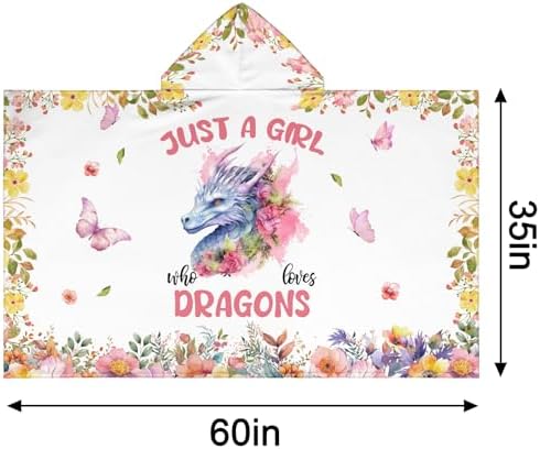 Dragon Hooded Bath Towels for Girls