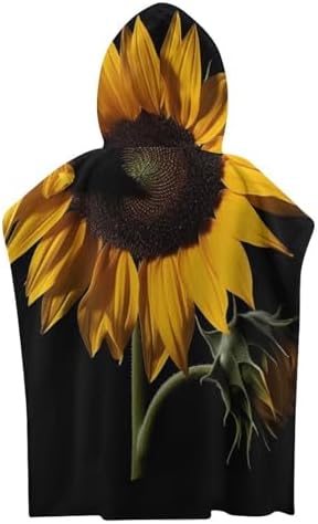 Kids Hooded Bath Towel with Sunflower Design