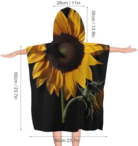 Kids Hooded Bath Towel with Sunflower Design