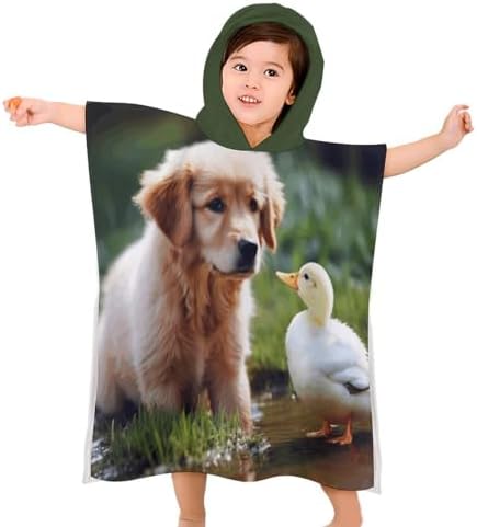 Dog And A Duck Kids Bath Towel with Hood