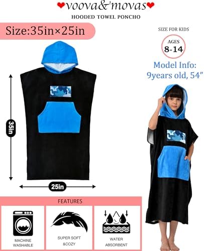 VOOVA MOVAS Black Cotton Hooded Towel for Teens