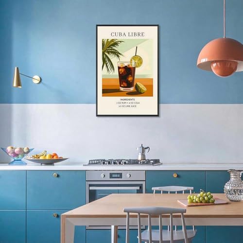 Cocktail Poster Colorful College Style Framed 12x16in