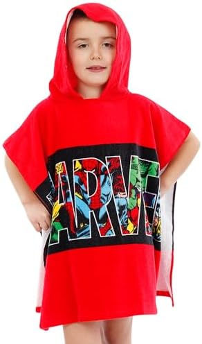 Marvel Avengers Hooded Towel Poncho for Kids One Size Red