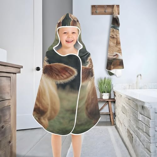 Kigai Cute Cow Hooded Bath Towel for Kids