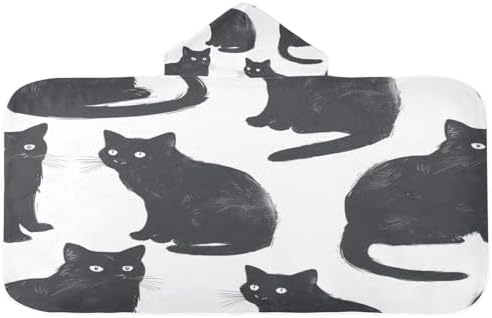 Msyxl Black Cats Hooded Kids Bath Towel