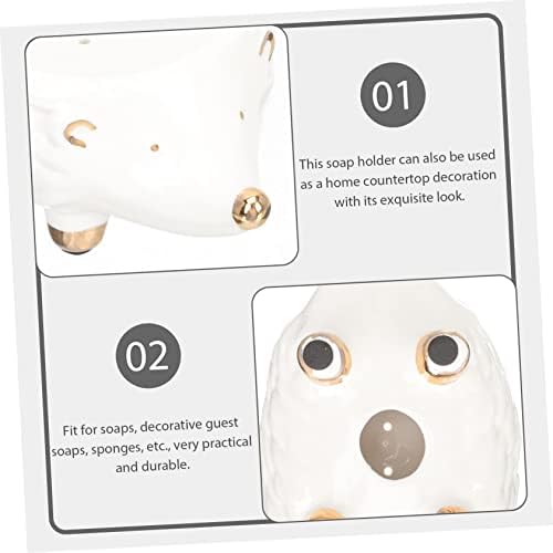 Ciieeo Hedgehog Ceramic Soap Holder Cute Cartoon Animal Bathroom Sink Storage