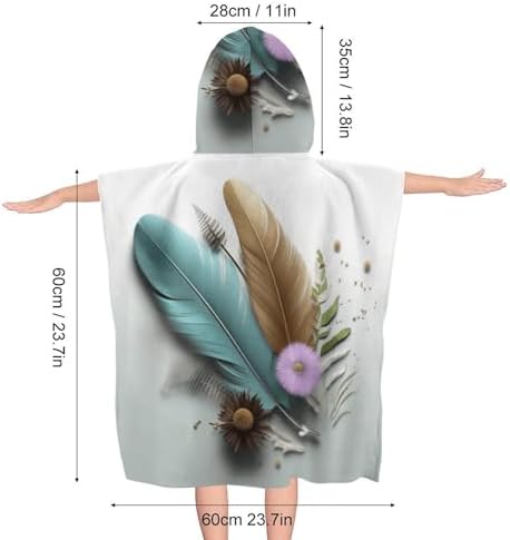 Kids Hooded Towel with Feather Flower Print