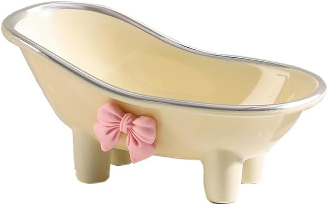 Whimsical Bathtub Shaped Soap Dish with Pink Bow