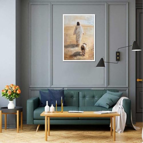 Jesus And The Lamb Poster 12x16in Unframed Wall Art