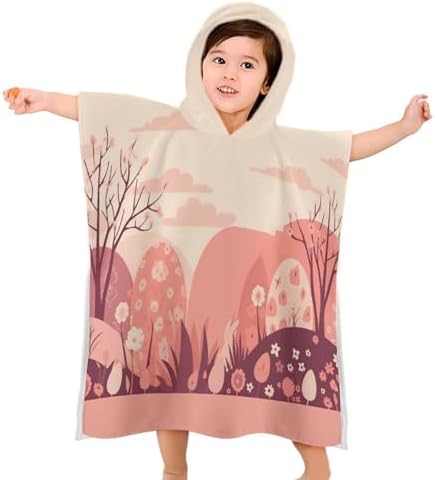 Kids Hooded Bath Towel with Mountain Pattern