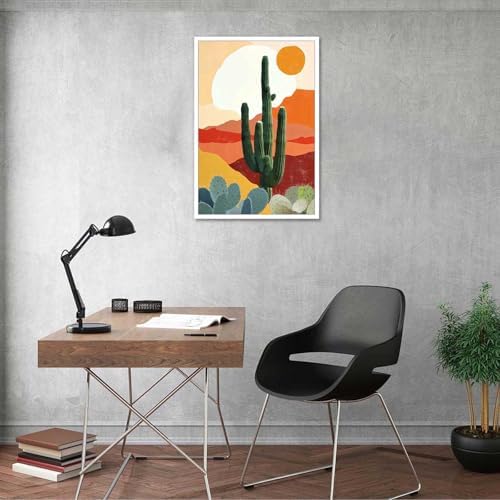 Vintage Desert Landscape Cactus Sunset Poster 24x36in