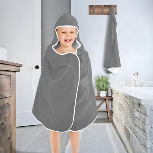 GAIGEO Dim Gray Kids Bath Towels Quick Dry Swim Towel for Toddlers