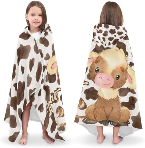 Eiis Unidesign Hooded Cartoon Cow Kids Beach Towel Wrap