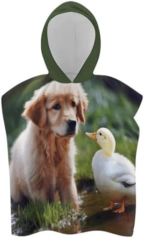 Dog And A Duck Kids Bath Towel with Hood