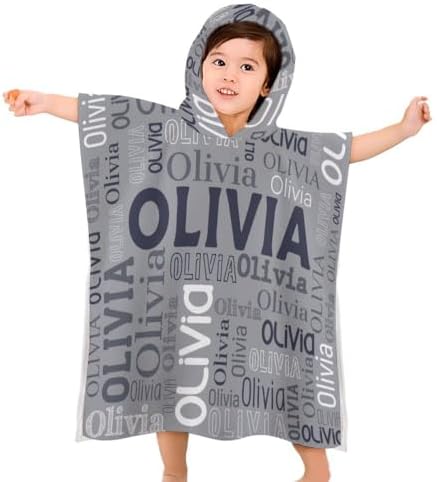 Husguciy Personalized Kids Hooded Bath Towel with Name
